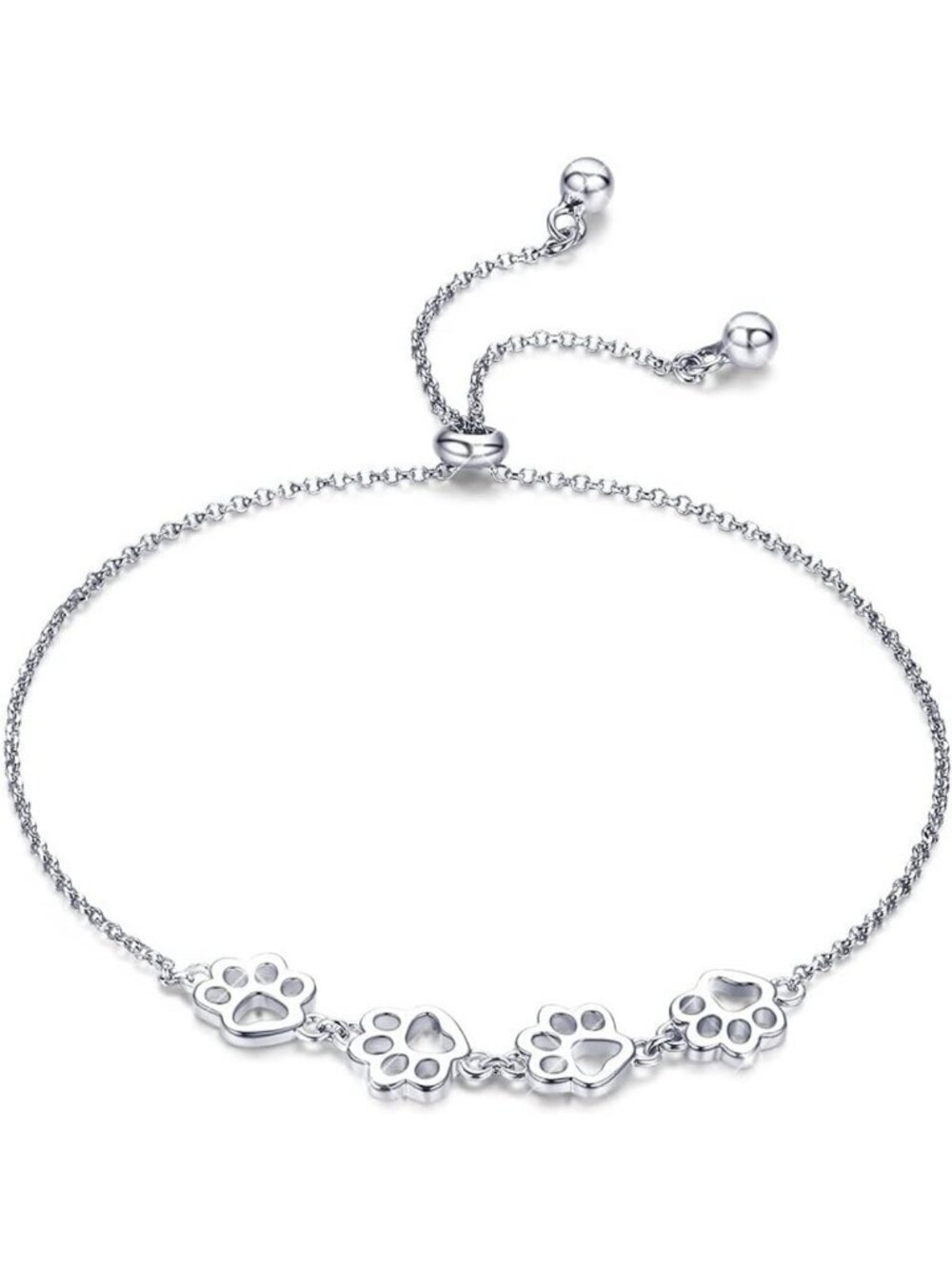 Cute Paw Print Charm Bracelet for Pet Lovers | Adjustable 925 Sterling Silver